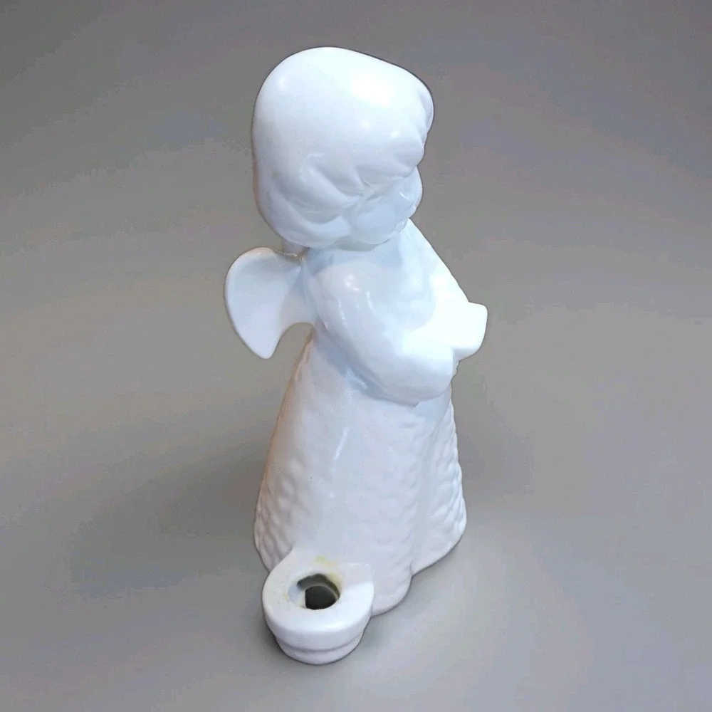 Vintage Goebel White Bisque Porcelain Angel‎ Candle Holder Germany 1960s 6